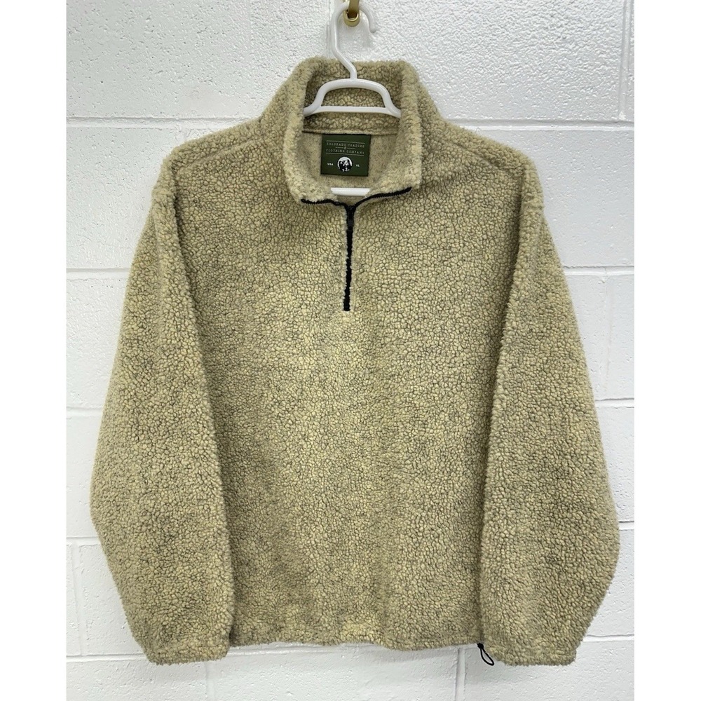 Colorado Trading And Clothing Company Oatmeal Deep Pile 1/4 Zip Pullover Mens XL